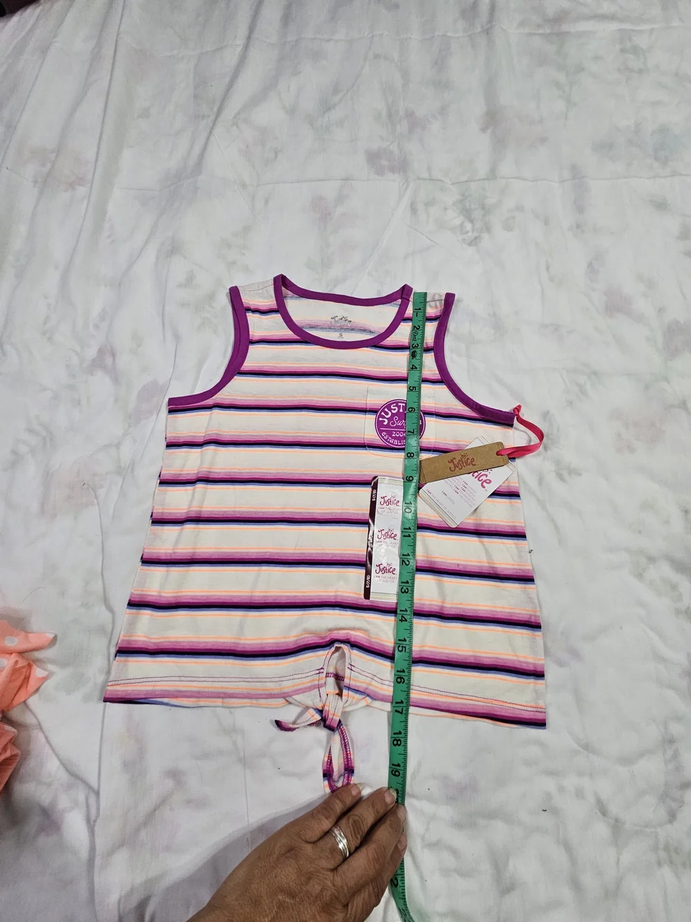 Justice Striped Tank Purple, Pink, Cream, Navy